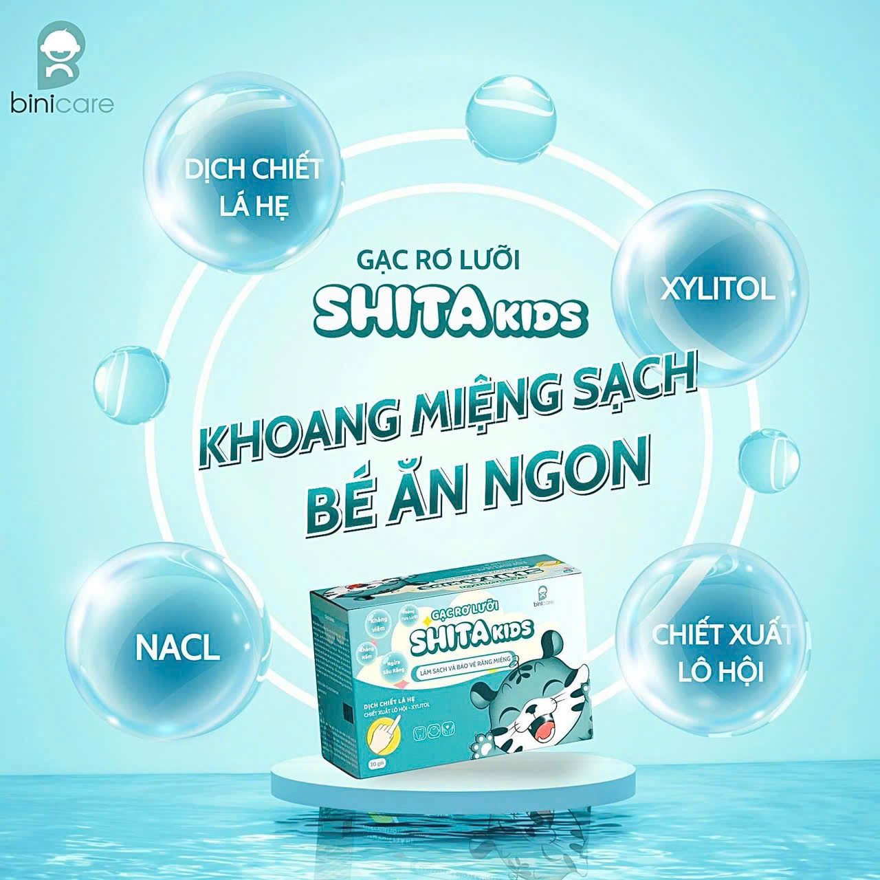 Gạc rơ lưỡi Shitakids cho trẻ sơ sinh và trẻ nhỏ – giúp bé làm sạch miệng hiệu quả mà không gây tổn thương.