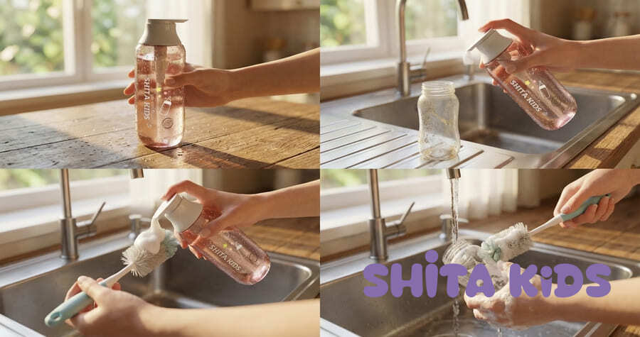Nguy cơ trẻ bị dị ứng và ngộ độc nhẹ do dư lượng hóa chất từ nước rửa chén bám trên đồ chơi nhựa.