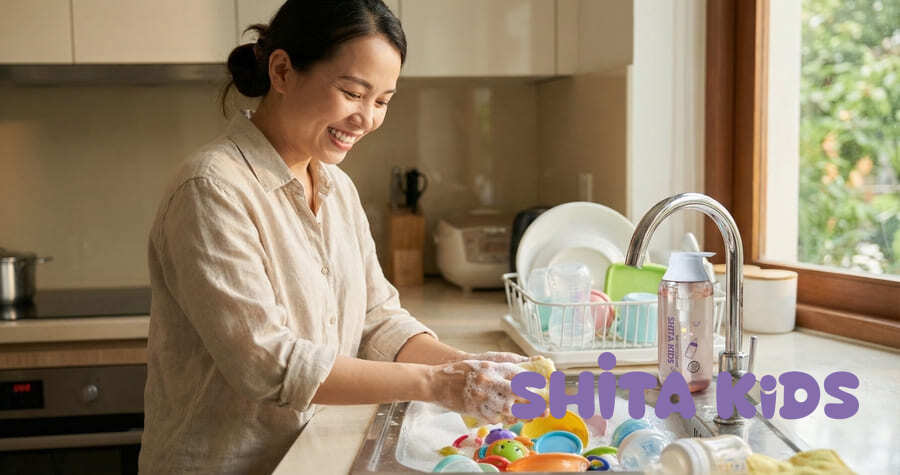 Rửa đồ chơi cho bé bằng gì để loại bỏ vi khuẩn Salmonella và E.coli gây bệnh đường tiêu hóa.