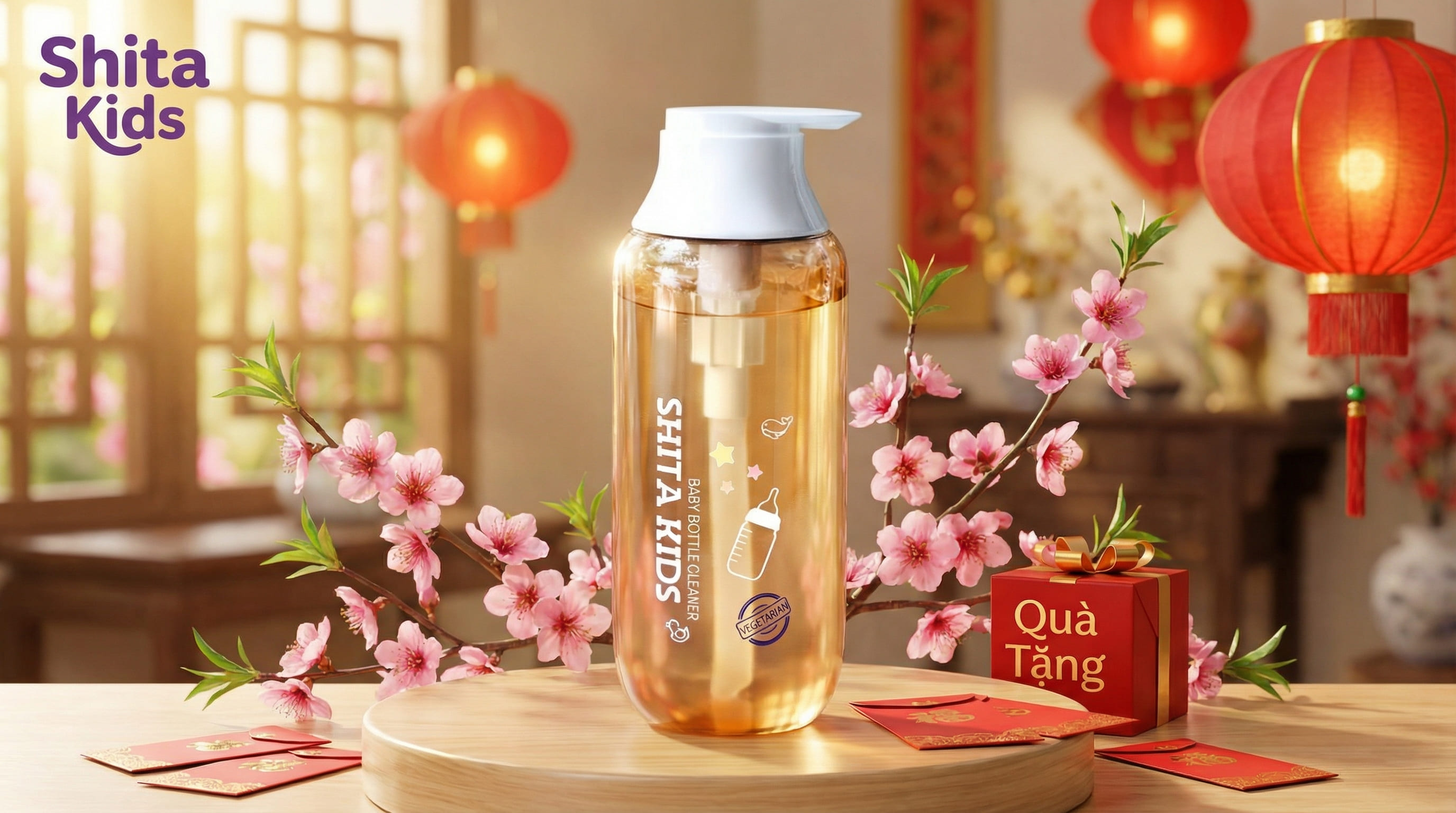 Nước rửa bình sữa thảo dược ShitaKids vệ sinh đồ dùng an toàn khi đi xa.