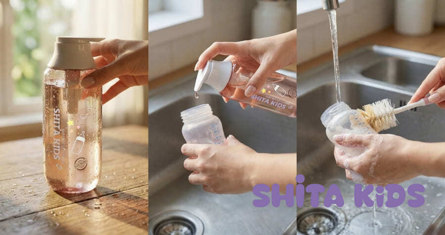 5 bước rửa bình sữa đúng chuẩn tháo rời cọ kỹ tráng sạch úp ráo