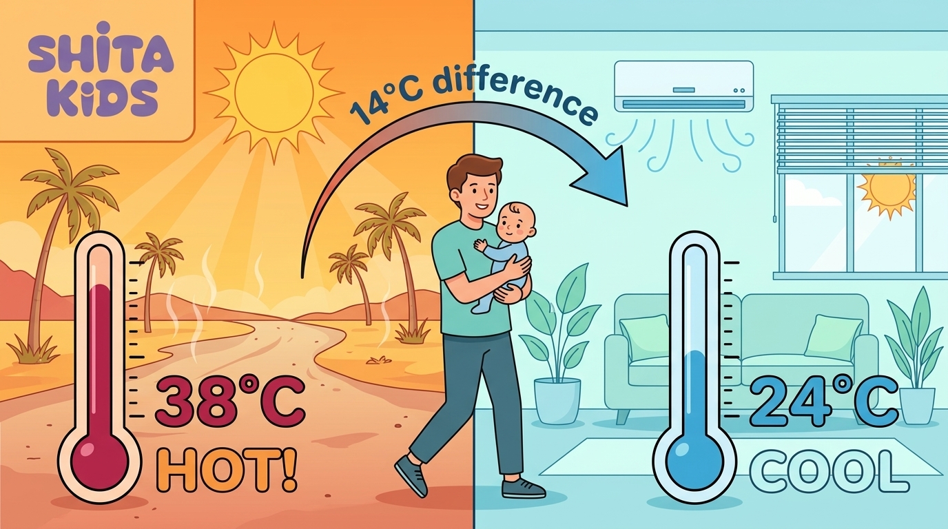 Mẹ kiểm tra họng bé tại nhà để phát hiện sớm dấu hiệu viêm họng sau khi nằm điều hòa