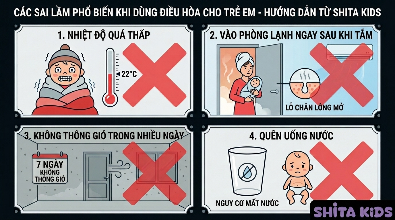 Bốn sai lầm phổ biến khi dùng điều hòa sau sinh mẹ cần tránh để an toàn khi ở cữ