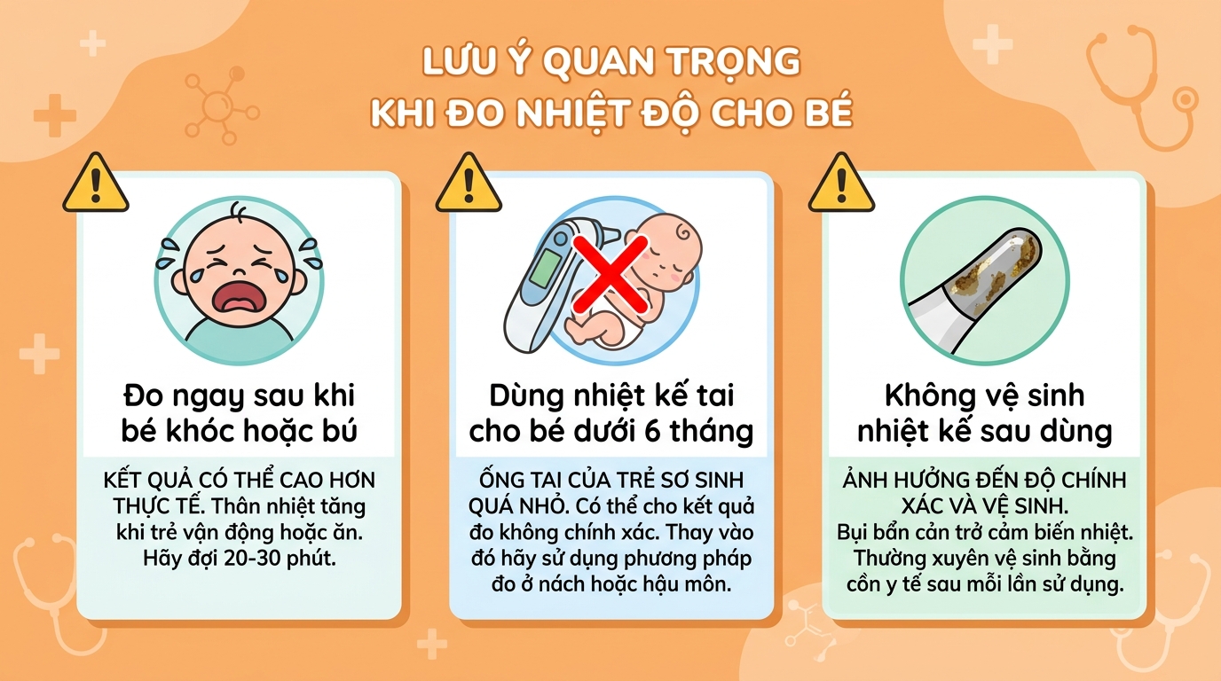 ba sai lầm phổ biến khi dùng máy đo nhiệt độ cho bé khiến kết quả mất chính xác cần tránh
