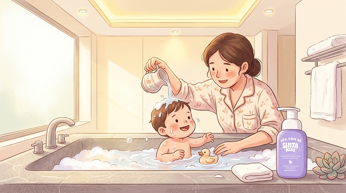 Bộ sản phẩm ShitaKids sữa tắm nước rửa bình và gạc rơ lưỡi cho bé đi biển mùa hè an toàn