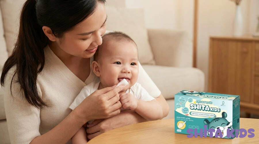 gạc rơ lưỡi ShitaKids vệ sinh miệng bé sau bữa ăn dặm mát giải nhiệt mùa hè