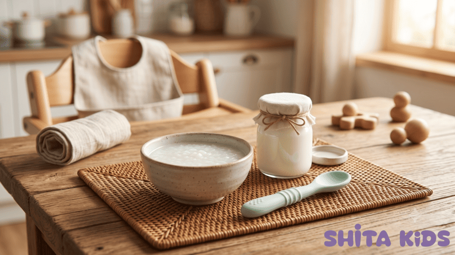 Cháo và sữa chua để nguội, nhóm thức ăn mềm phù hợp khi trẻ bị nhiệt miệng đau rát khó ăn