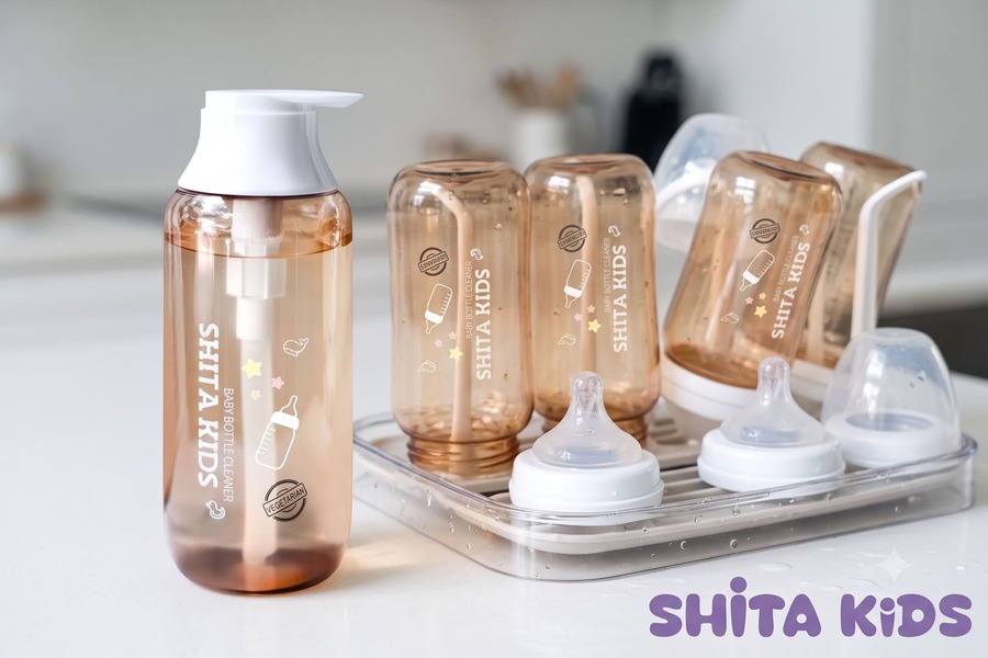 Vệ sinh bình sữa sau khi đi học về cùng nước rửa bình sữa ShitaKids